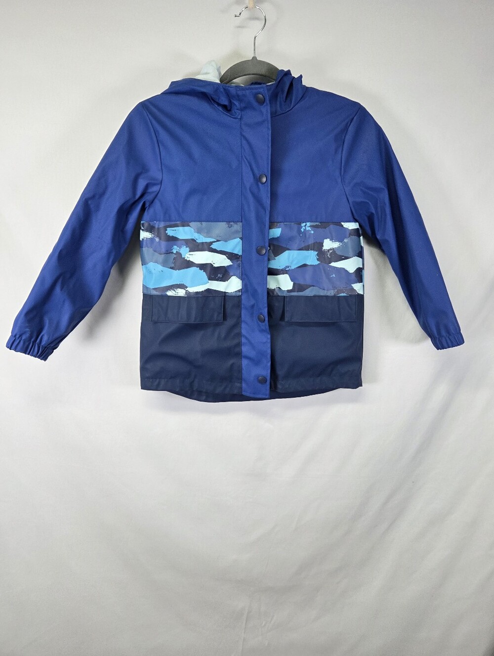 Cat & Jack Rain Jacket Blue Camouflage Small Hooded